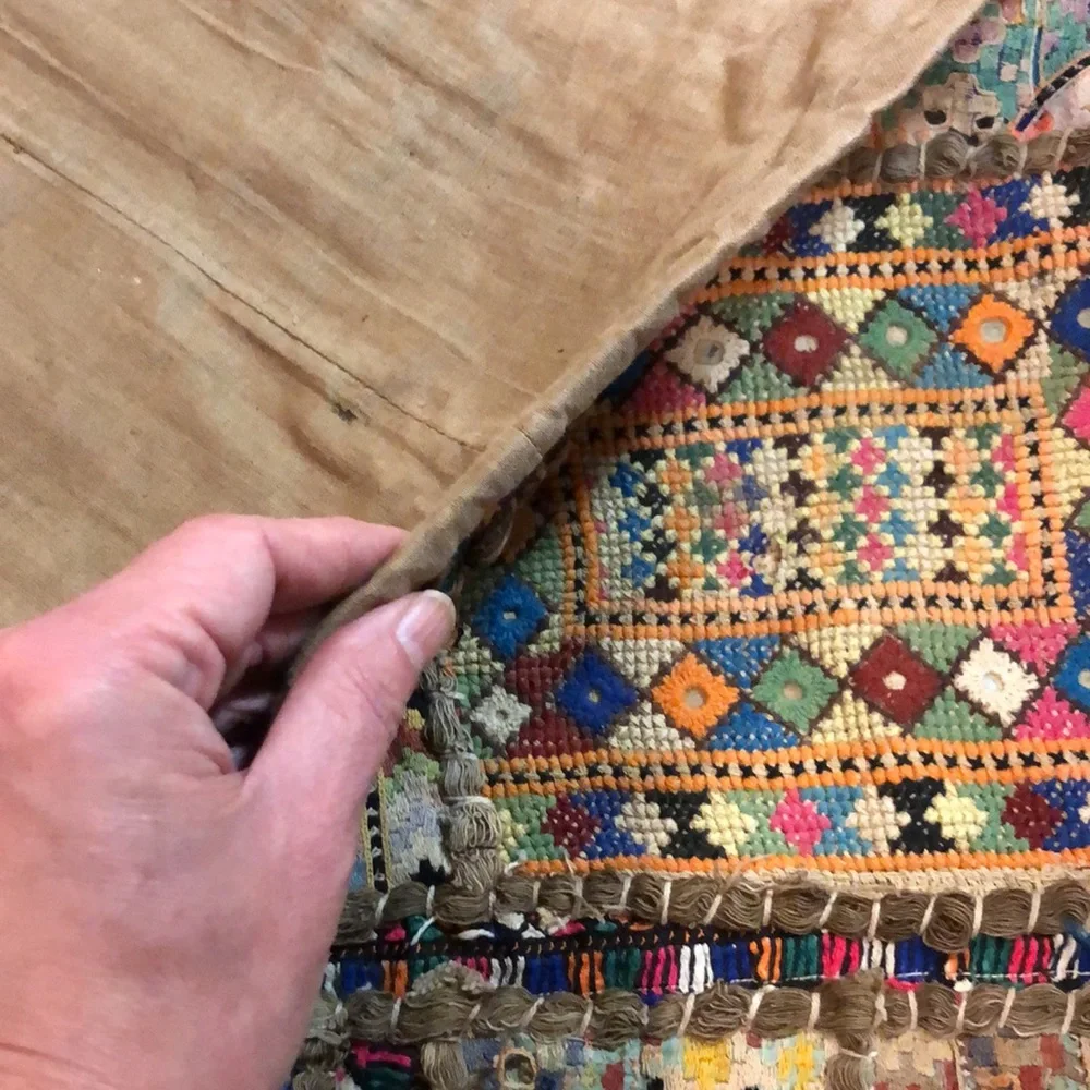 Vintage patchwork mirror kilim tapestry Large handmade and gorgeous!